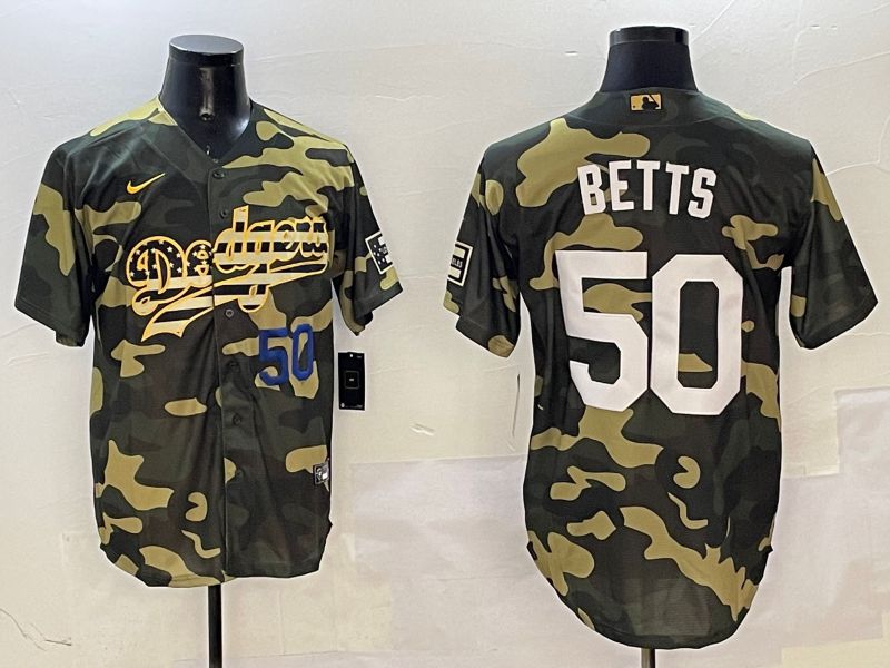 Men Los Angeles Dodgers 50 Betts Camo Joint Name 2025 Nike MLB Jersey style 11